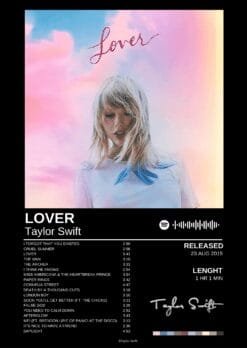 Taylor Swift (Lover Album Cover)-Black Metal Poster