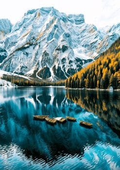 Lago Di Braies Lake Metal Poster