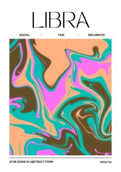 Libra Star Sign Abstract Metal Poster