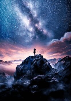 Man Looking To The Sky Metal Poster