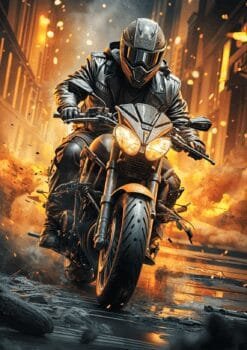 Motorcyclist Metal Poster