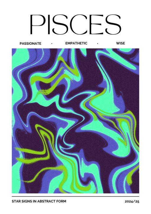 Pisces Star Sign Abstract Metal Poster