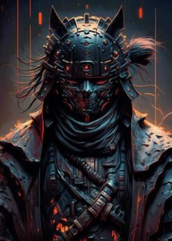 Samurai Lord In Cyberpunk Style | Metal Poster