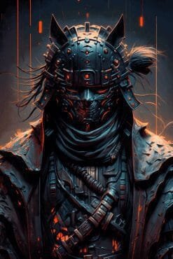 Samurai Lord In Cyberpunk Style | Metal Poster