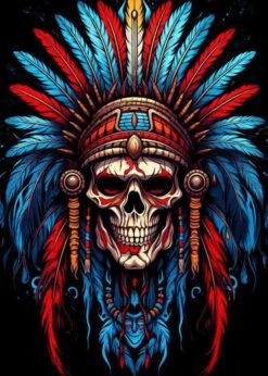 Skull Wearing An Indian Chieftain | Metal Poster