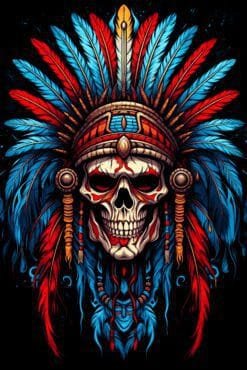 Skull Wearing An Indian Chieftain | Metal Poster