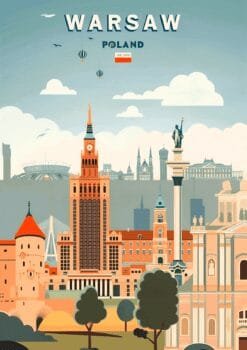 Warsaw City Poland Metal Poster