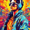 Man With Headphones Metal Poster