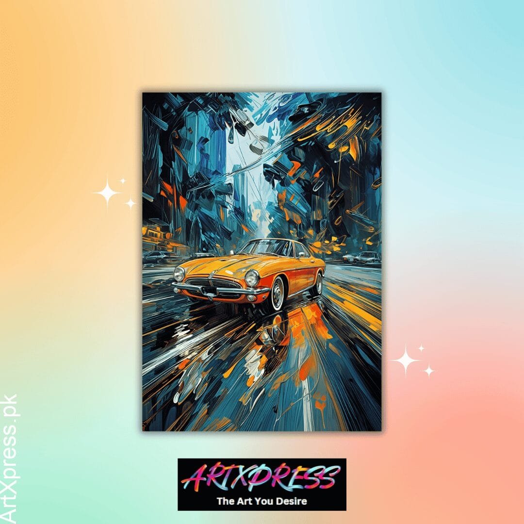 Car Driving On a Wet Road Metal Poster