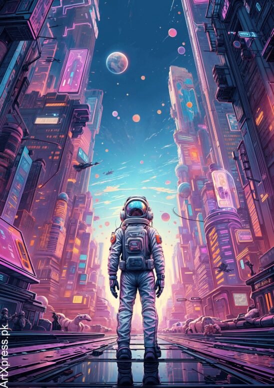Cyberpunk City Metal Poster