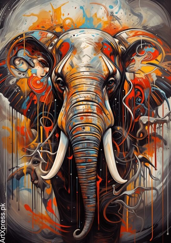 Elephant Abstract Metal Poster