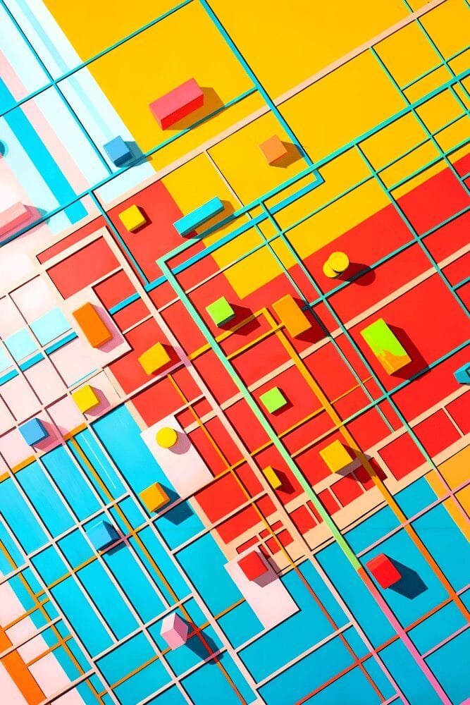 Geometric Shapes And Net | Metal Poster