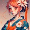 Kimono Girl Metal Poster