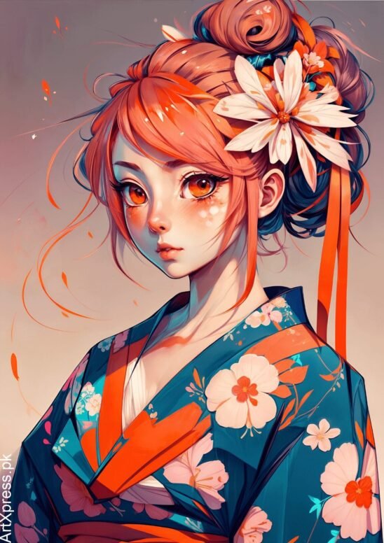 Kimono Girl Metal Poster