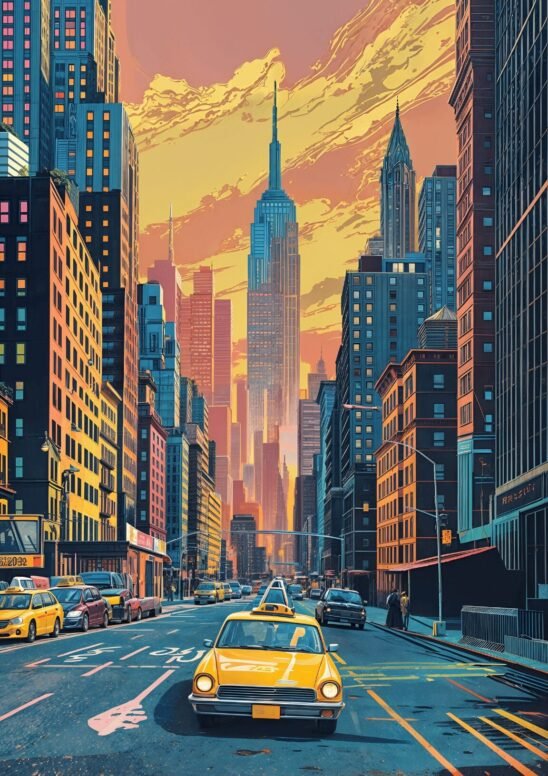 NewYork City Retro Style Metal Poster