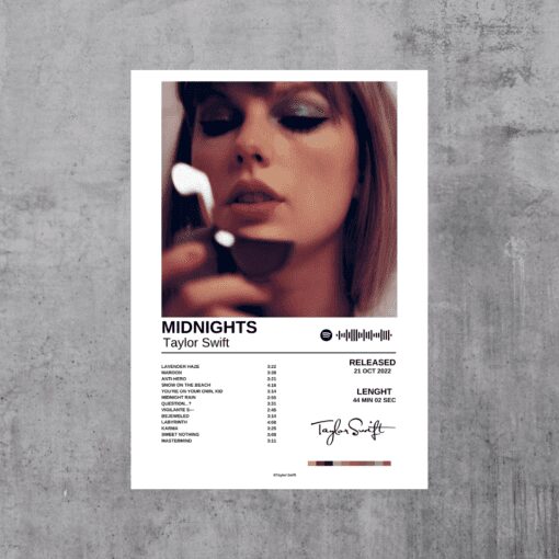 Taylor Swift (Midnights Album Cover)-White Metal Poster