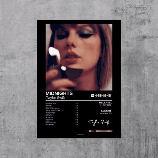 Taylor Swift (Midnights Album Cover)-Black Metal Poster