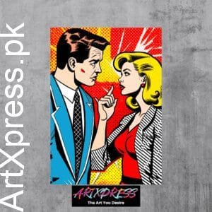 Conversation B/W Man & Woman Metal Poster