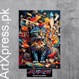 Geometric Cat Metal Poster