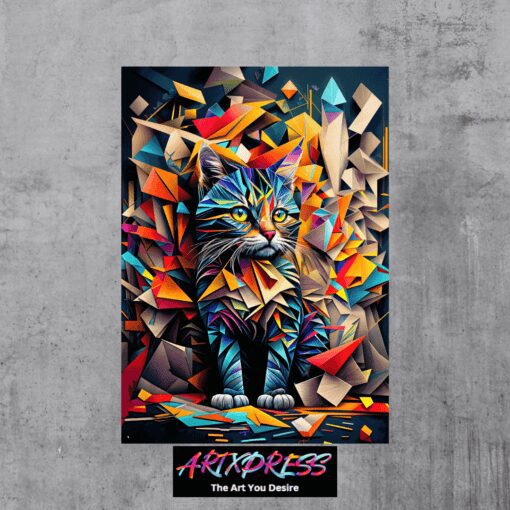 Geometric Cat Metal Poster