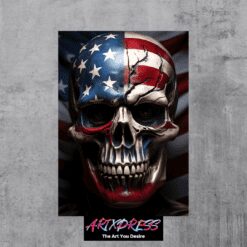 Skull With American Flag Metal Poster