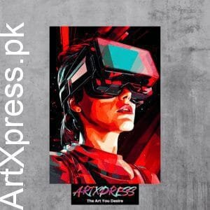 Woman In VR Futuristic Metal Poster