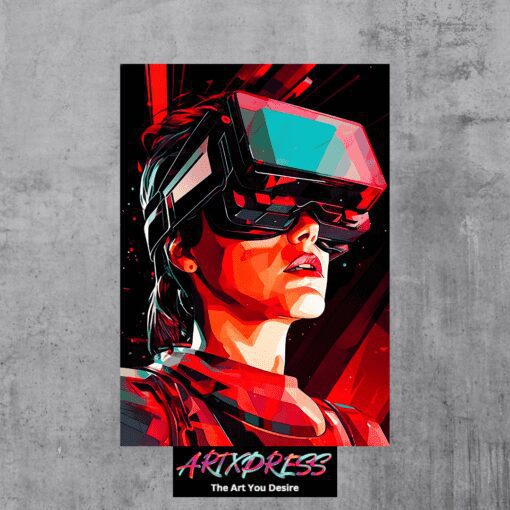 Woman In VR Futuristic Metal Poster