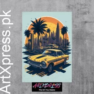 Cartoon Car Illustration Metal Poster