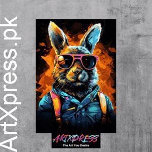 Funny Rabbit With Glasses Metal Poster