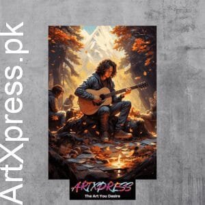 Teenager Playing Guitar Metal Poster