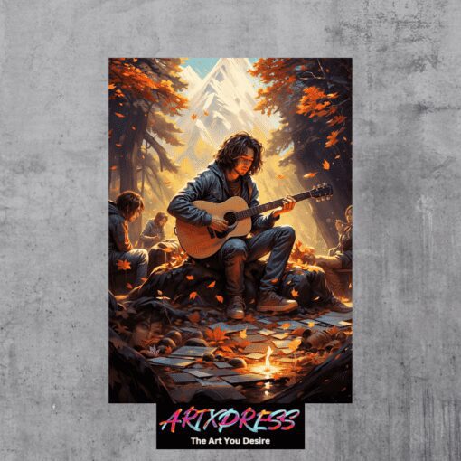 Teenager Playing Guitar Metal Poster