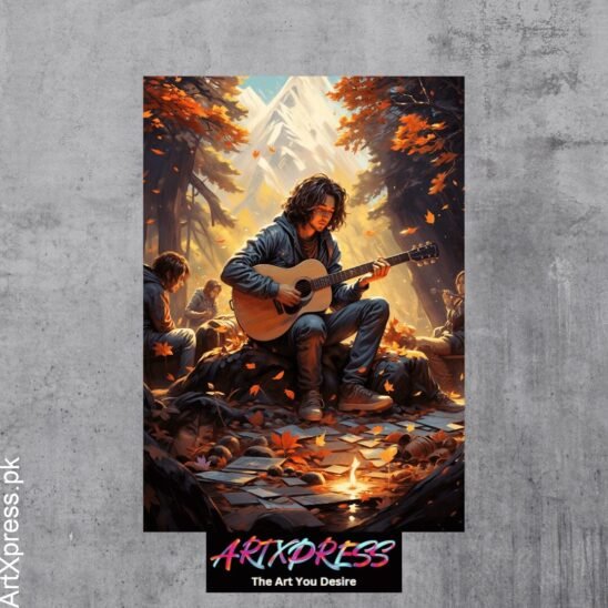 Teenager Playing Guitar Metal Poster