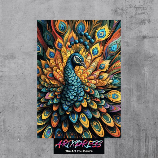 Peacock Mural Metal Poster