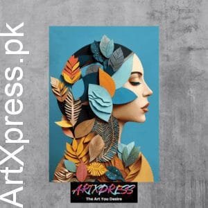 Woman Floral Portrait Metal Poster