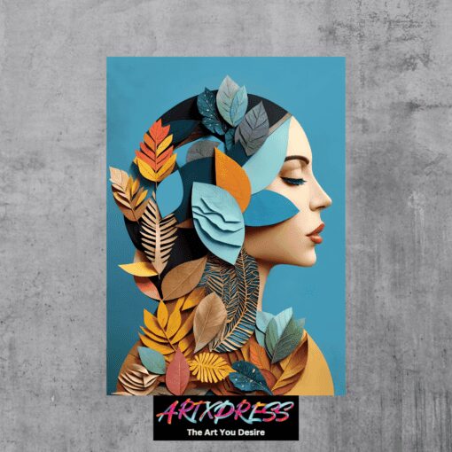 Woman Floral Portrait Metal Poster