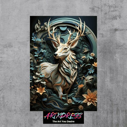 Deer Mural Metal Poster