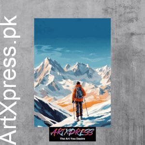 Skiing In The Mountains Metal Poster