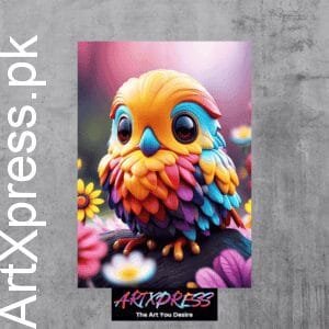 Colorful Bird Illustration Metal Poster