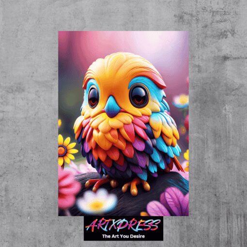 Colorful Bird Illustration Metal Poster