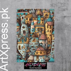 Colorful Houses Illustration Metal Poster