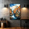 Colorful Village River | Metal Poster