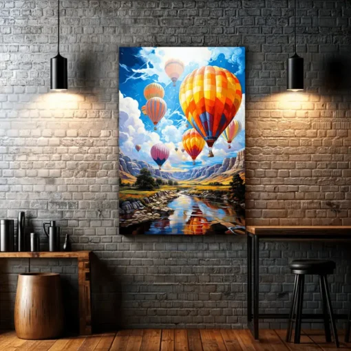 Ethereal Journey Balloons Gliding Through Skys Expanse | Metal Poster