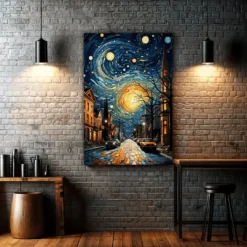 Luminous Harmony Stars Twinkle Above the Village | Metal Poster