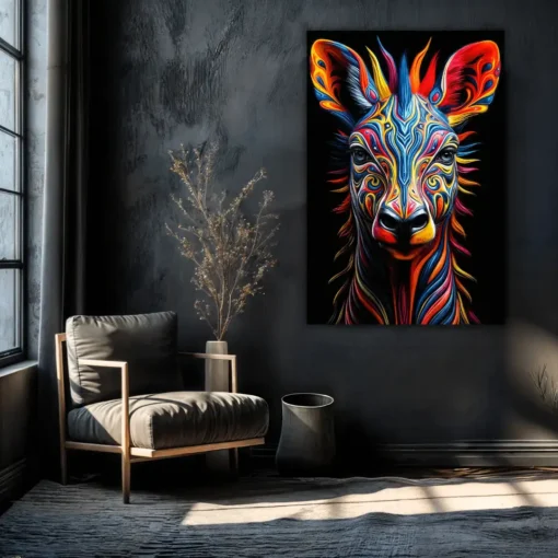 Colorful Stripes On A Zebra | Metal Poster