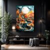 River And A Full Moon | Metal Poster