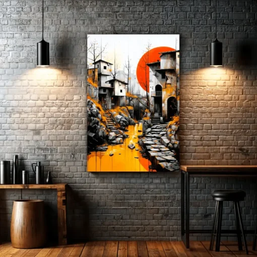 Red Sun Yellow River | Metal Poster