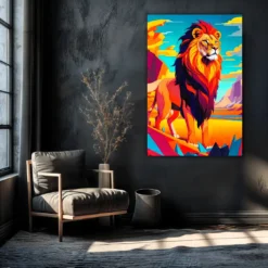 A Lion Against Stunning African Sun | Metal Poster