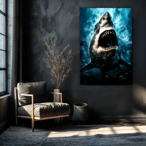 Painted Shark With Its Mouth Open | Metal Poster