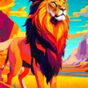 A Lion Against Stunning African Sun | Metal Poster