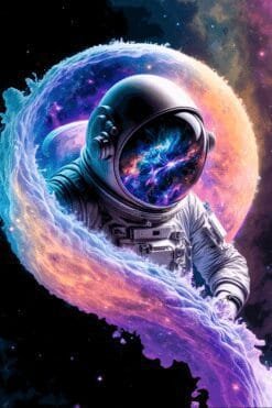 Astronaut In Bubbles Galaxy | Metal Poster